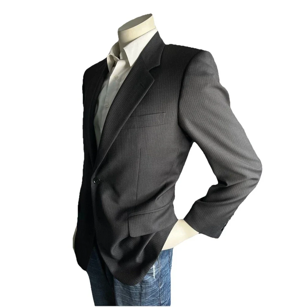 PAL ZiLERI Men 38-40R Blazer Designer Wool Pinstripe Suit Jacket Made In Italy